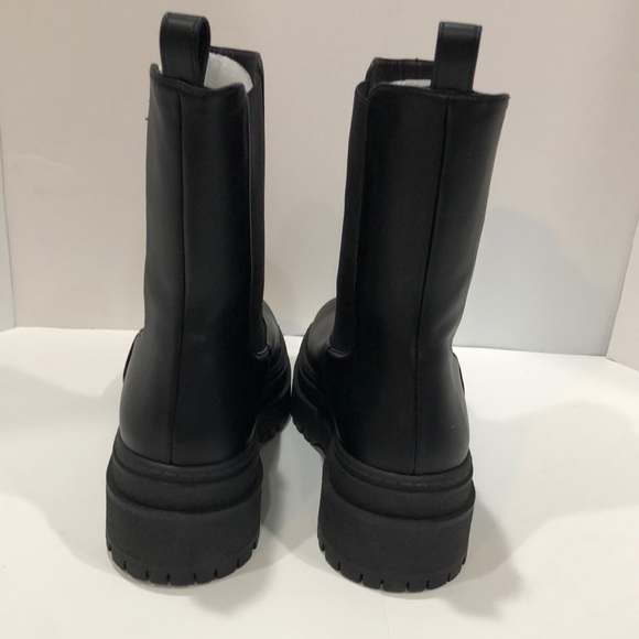 NWT Good American Leather Chunky Chelsea Combat Black Biker Boot - New in Box - Picture 8 of 12